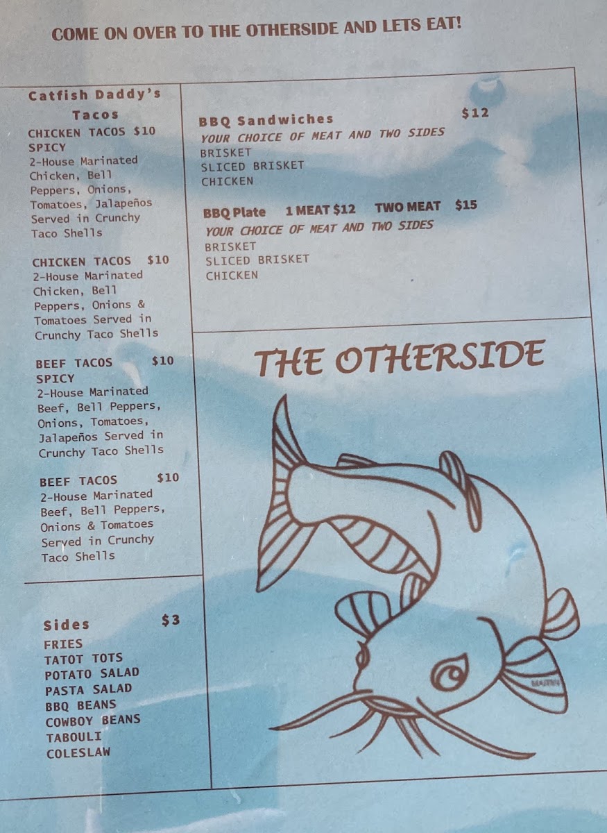 Westport Marina-The Otherside menu board