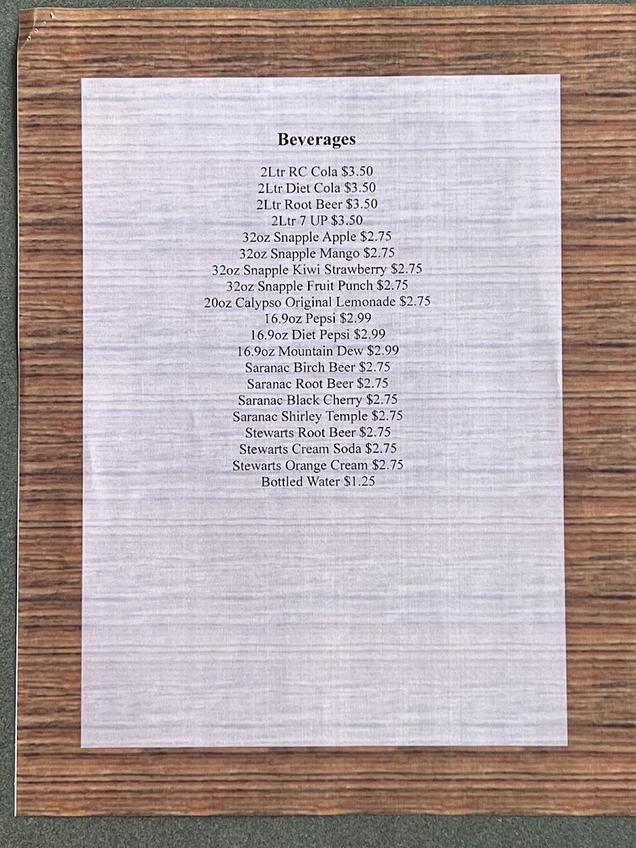 BC Pizza & More menu board