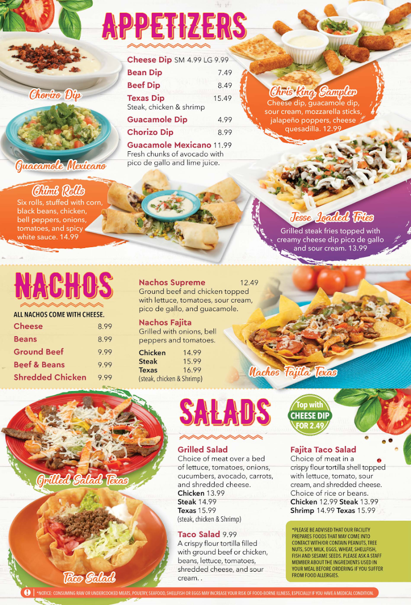 LOS DOS GALLOS MEXICAN RESTAURANT menu board