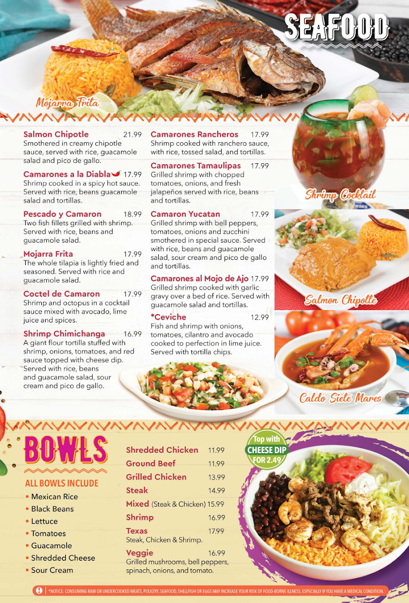 LOS DOS GALLOS MEXICAN RESTAURANT menu board