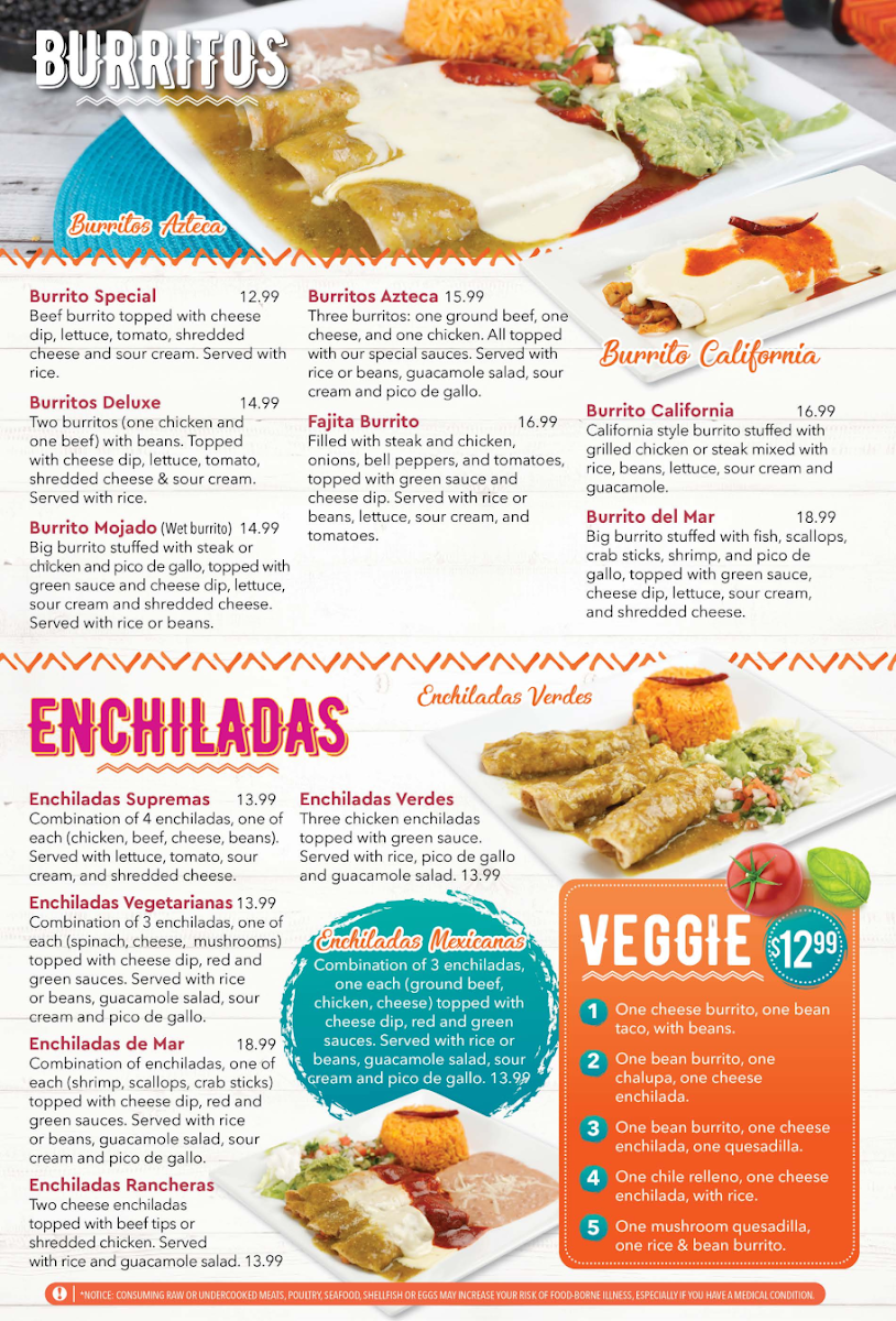 LOS DOS GALLOS MEXICAN RESTAURANT menu board