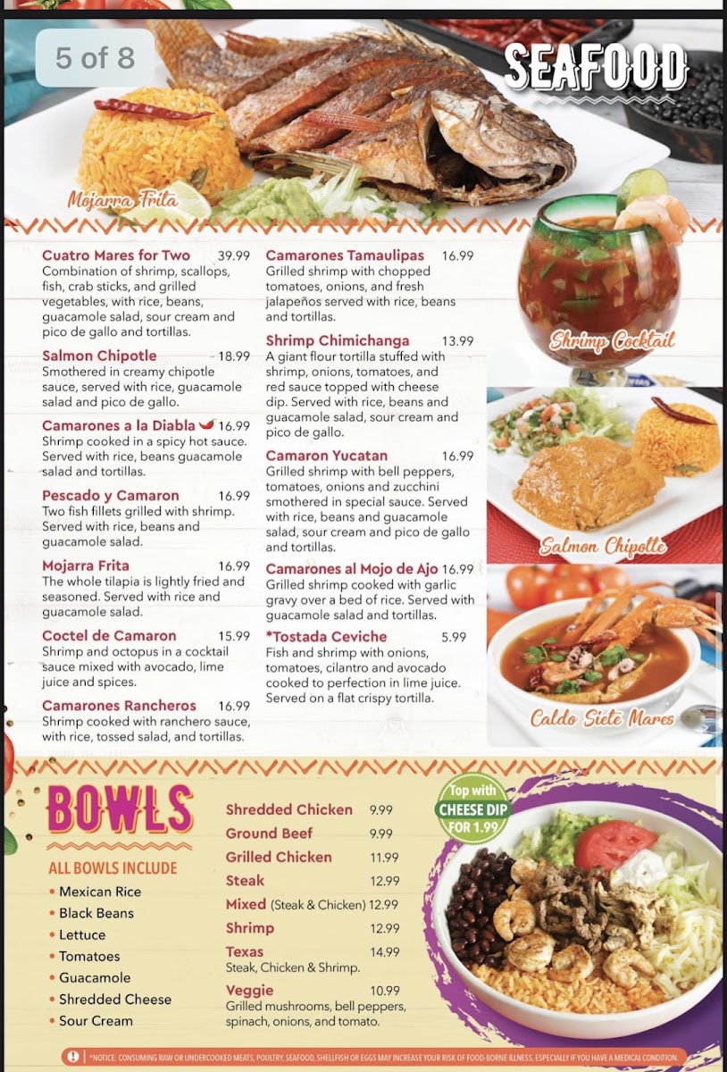 LOS DOS GALLOS MEXICAN RESTAURANT menu board