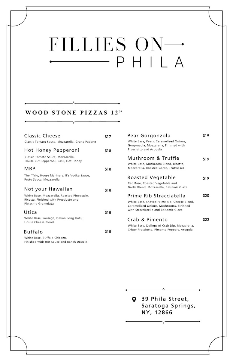 Fillies on Phila menu board