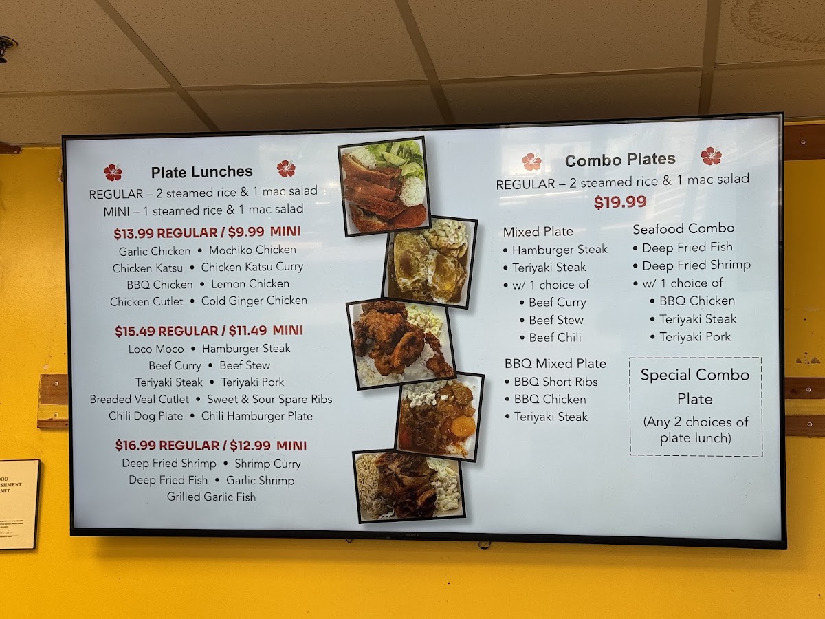 Loco Moco Drive Inn Waipio menu board