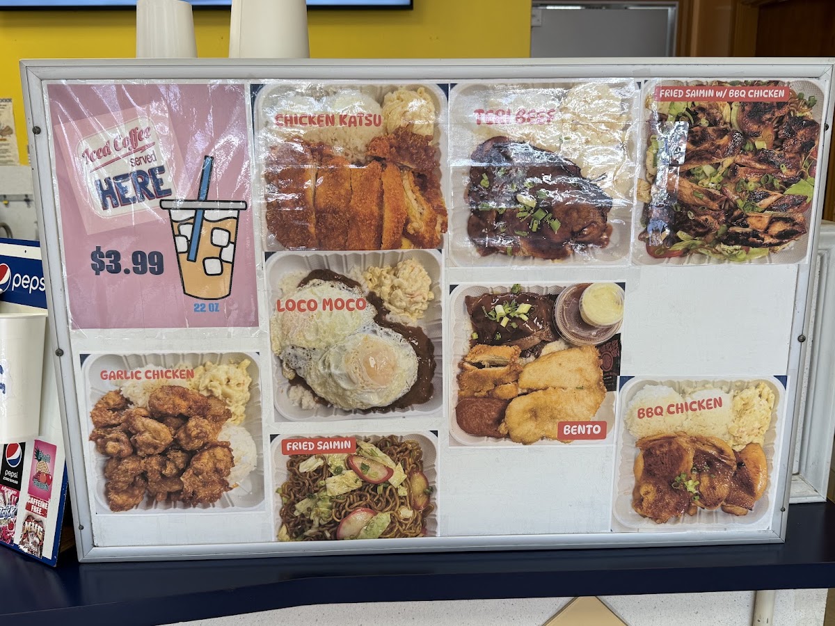 Loco Moco Drive Inn Waipio menu board