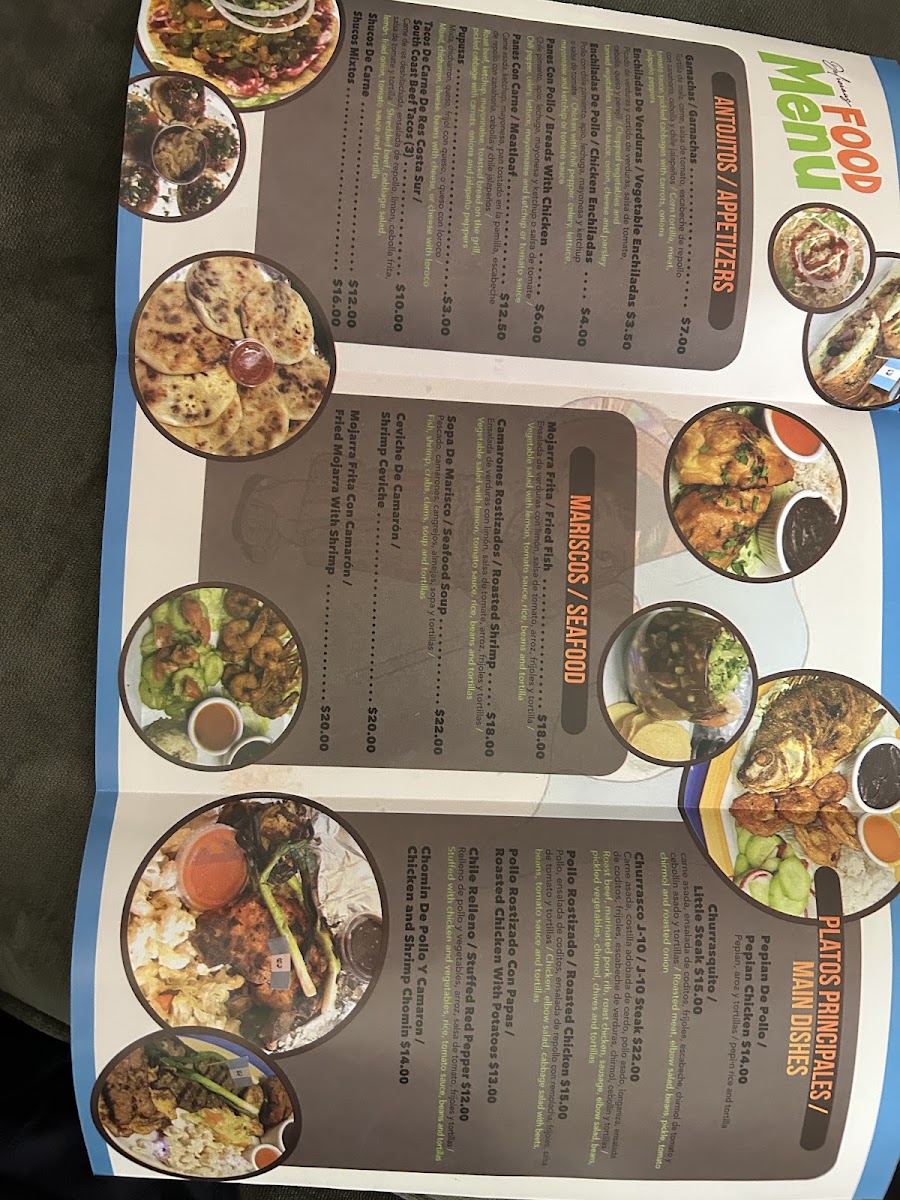 Guatemalan Restaurant 'EL VENADO J-10' menu board