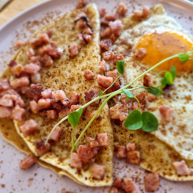 Crepes with Bacon and Egg