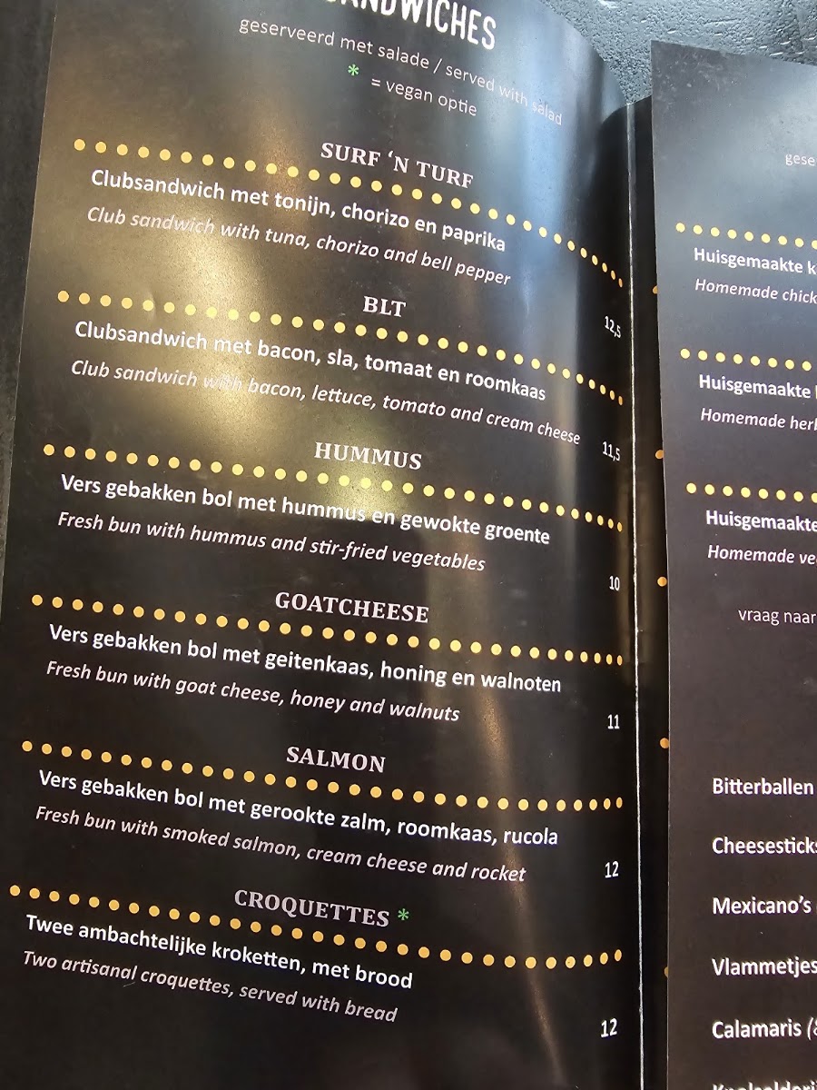 De Liefhebber menu board