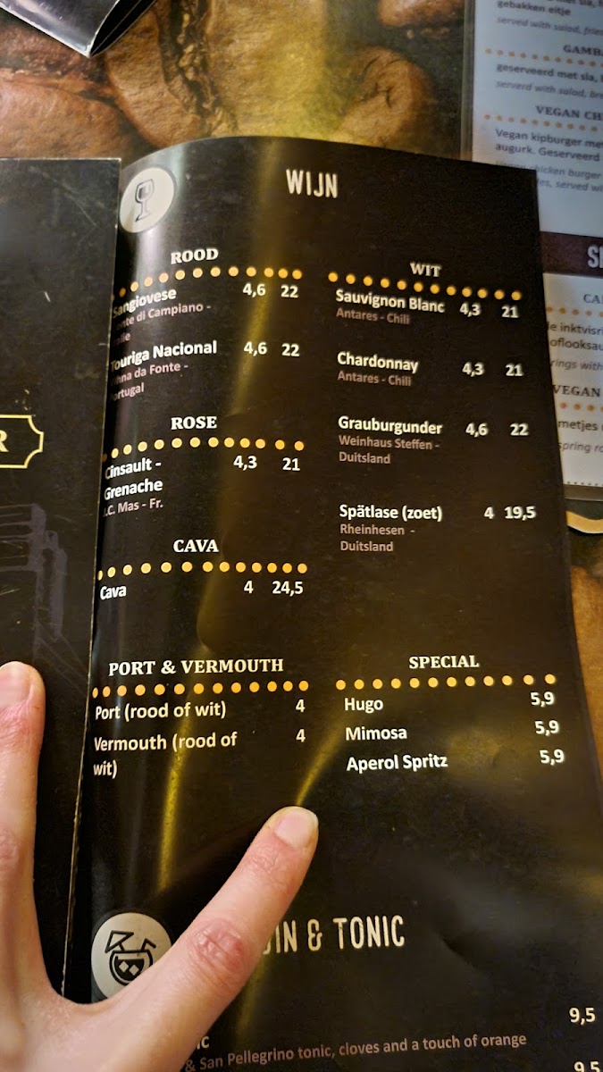 De Liefhebber menu board