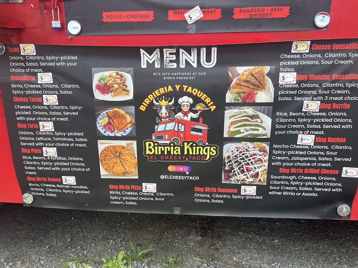 Birria Kings menu board