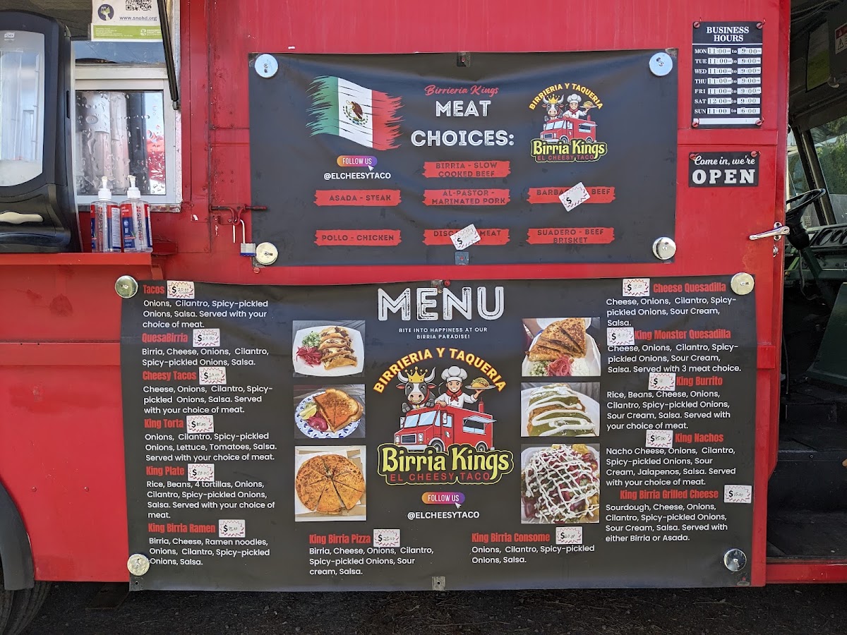 Birria Kings menu board