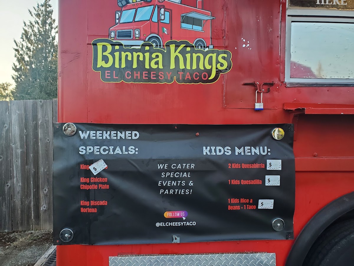 Birria Kings menu board
