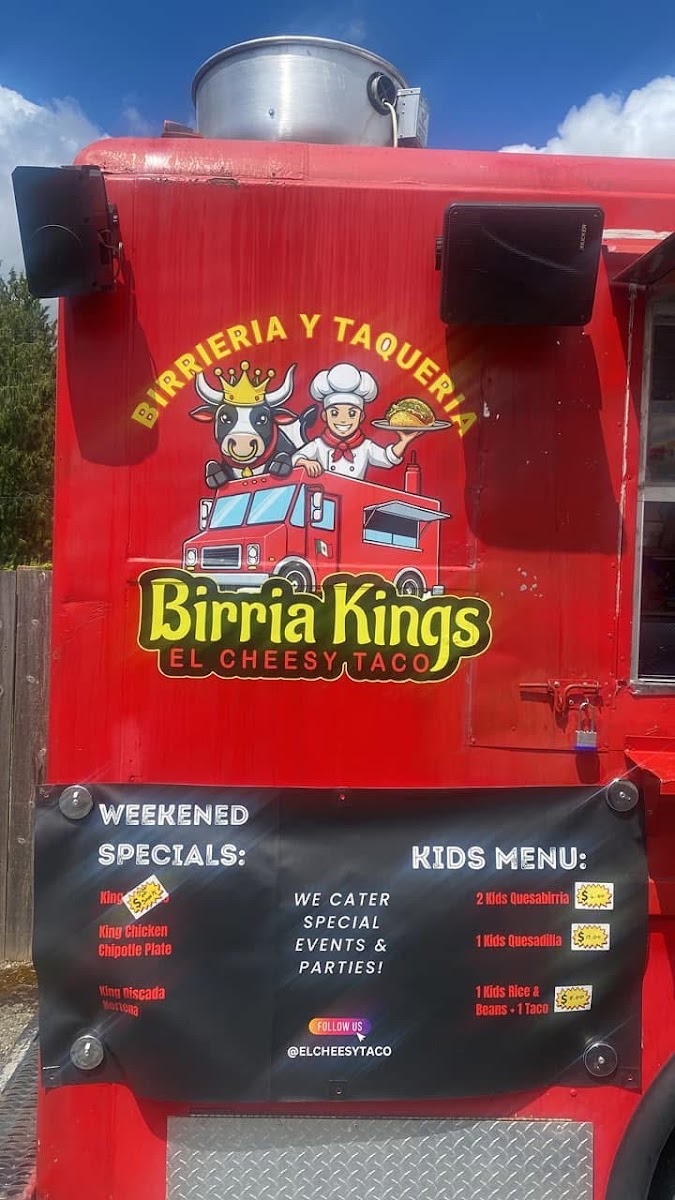 Birria Kings menu board