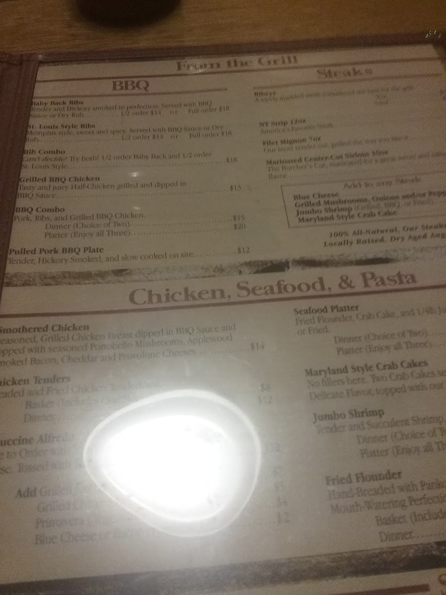 Brandon's BBQ & Grille menu board