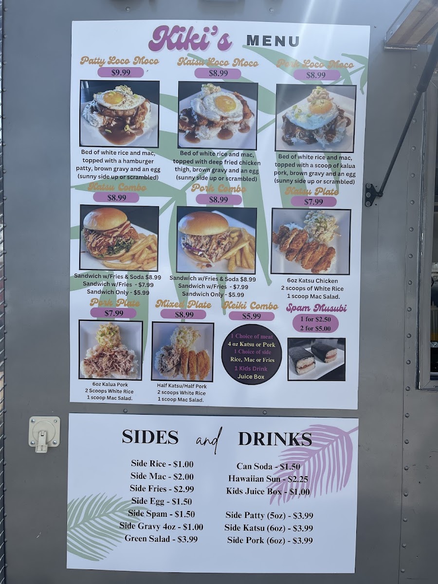 Kiki’s Plate Lunch Hawaiian menu board