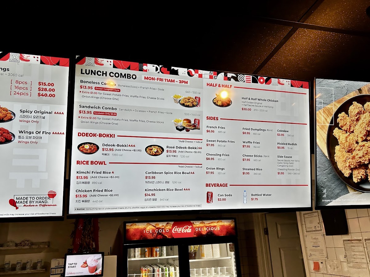 bb.q Chicken Shrewsbury menu board