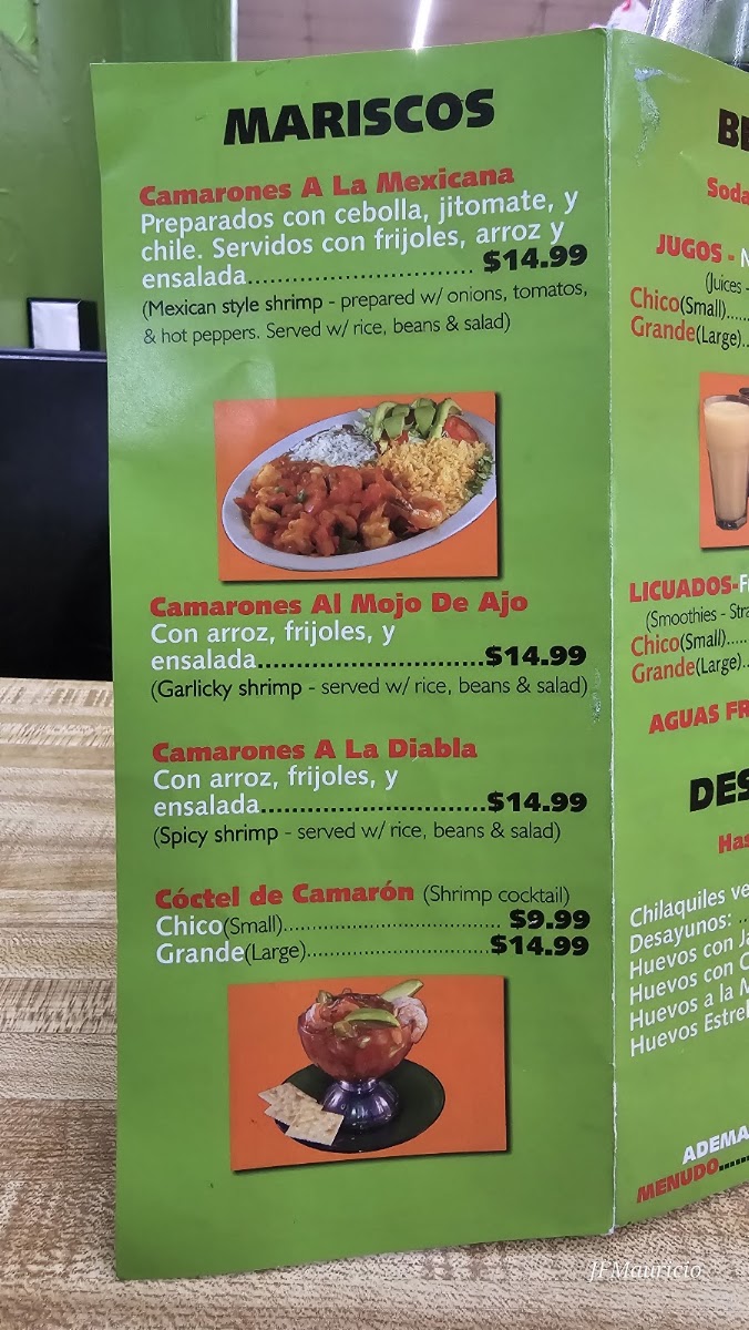 Taqueria Taranda menu board