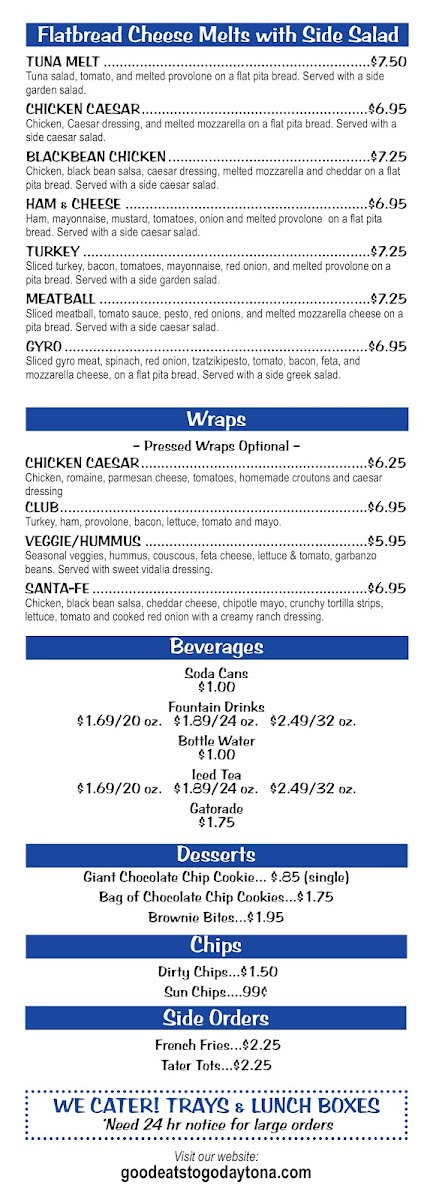 Good Eats To Go menu board
