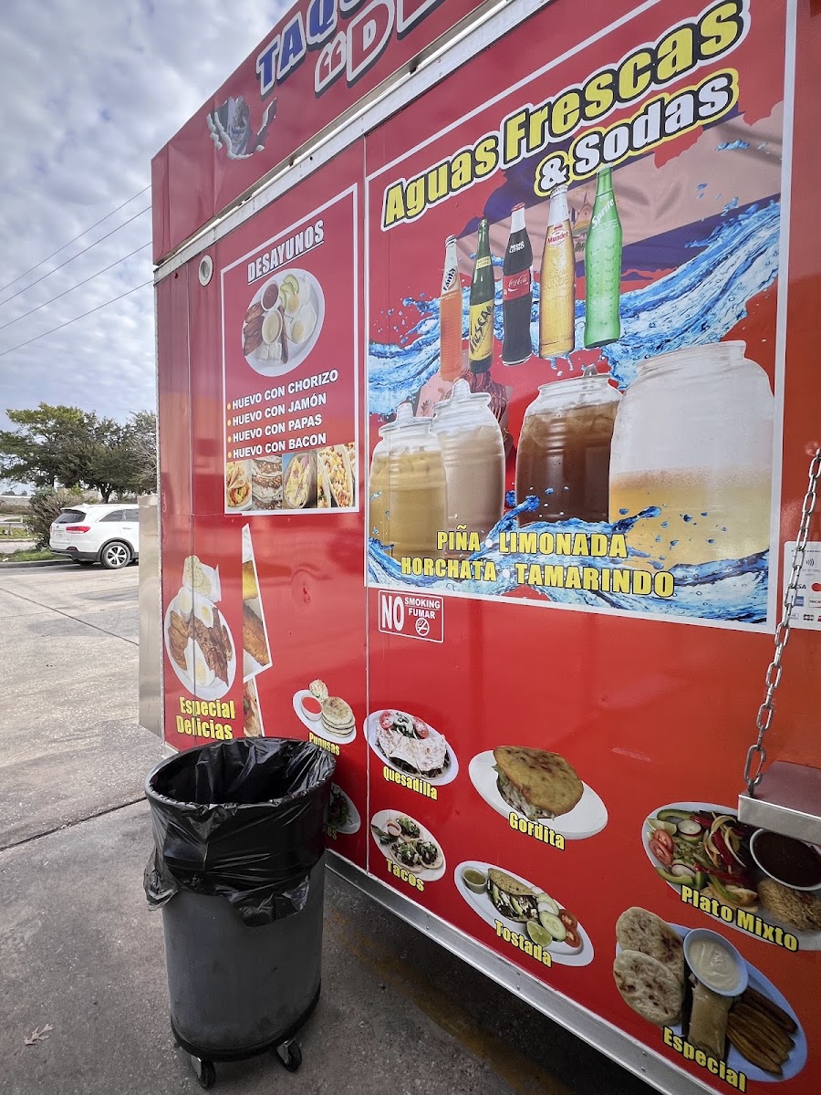 Taqueria Pupuseria Delicias#3 menu board