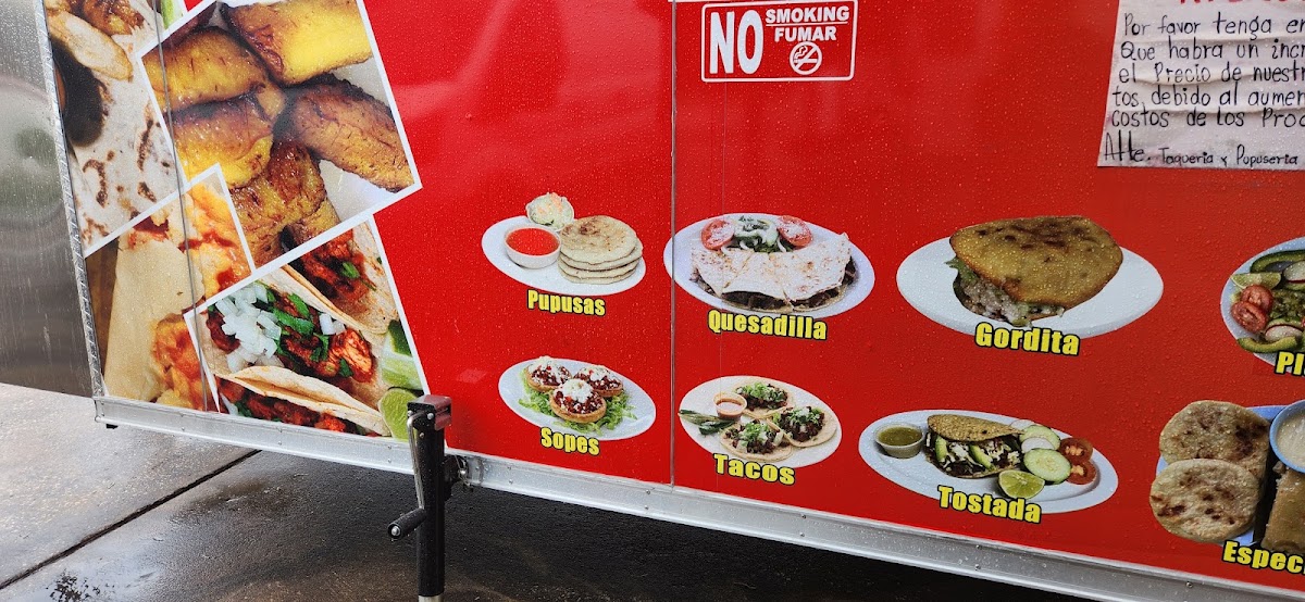 Taqueria Pupuseria Delicias#3 menu board