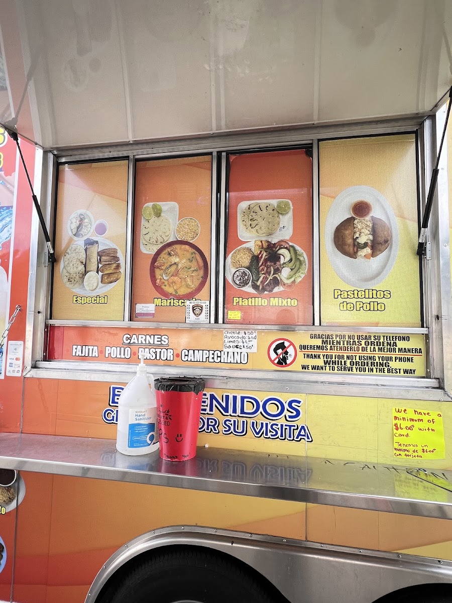 Taqueria Pupuseria Delicias#3 menu board