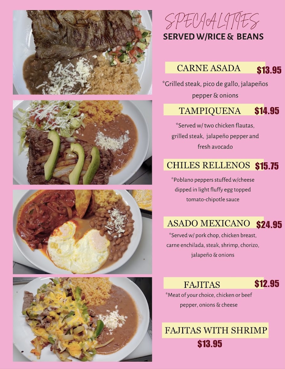 Mi Pueblito menu board