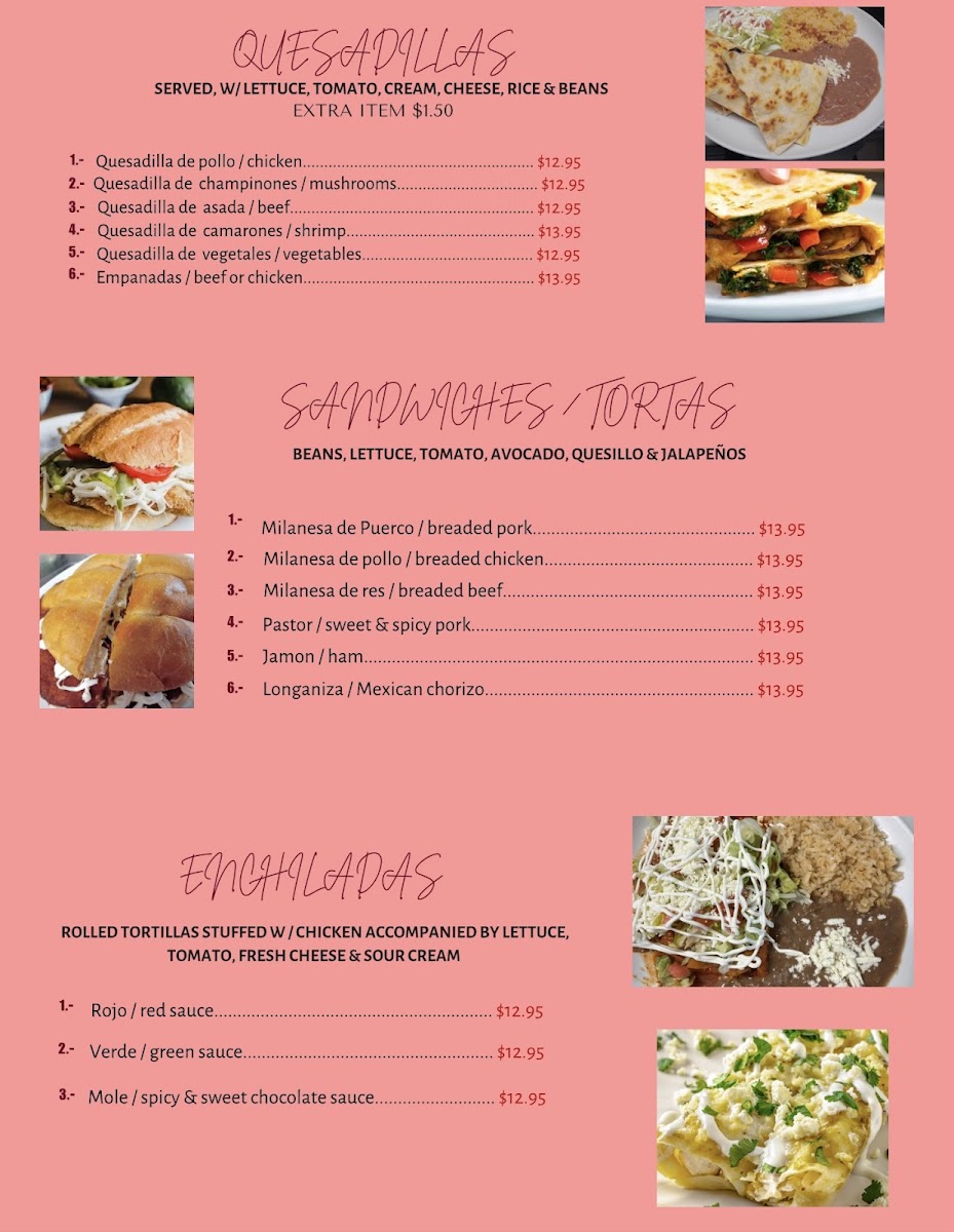 Mi Pueblito menu board
