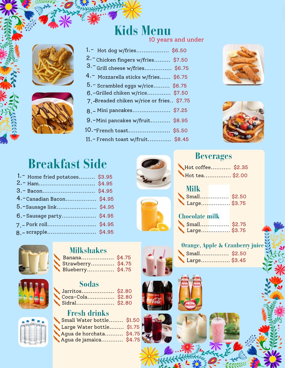 Mi Pueblito menu board