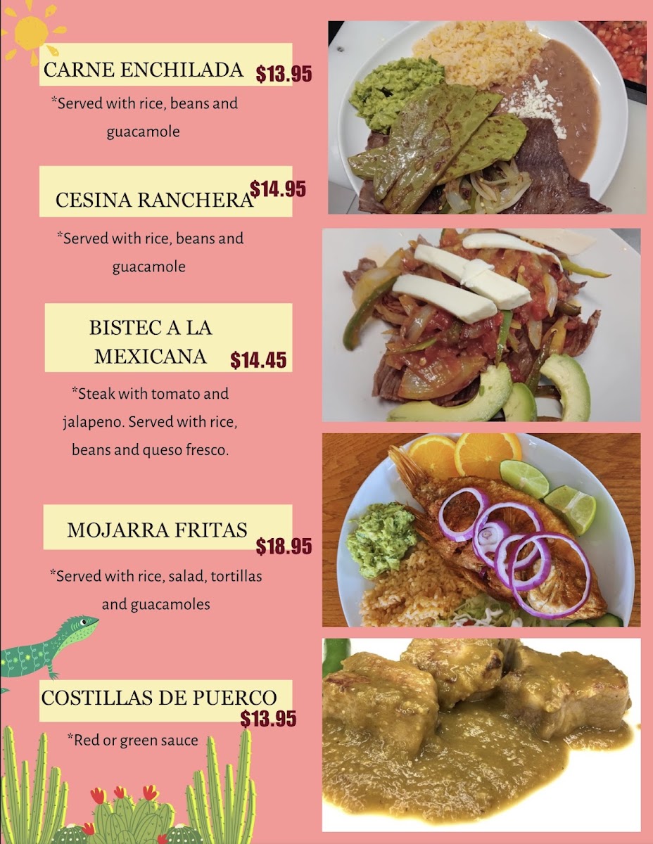 Mi Pueblito menu board