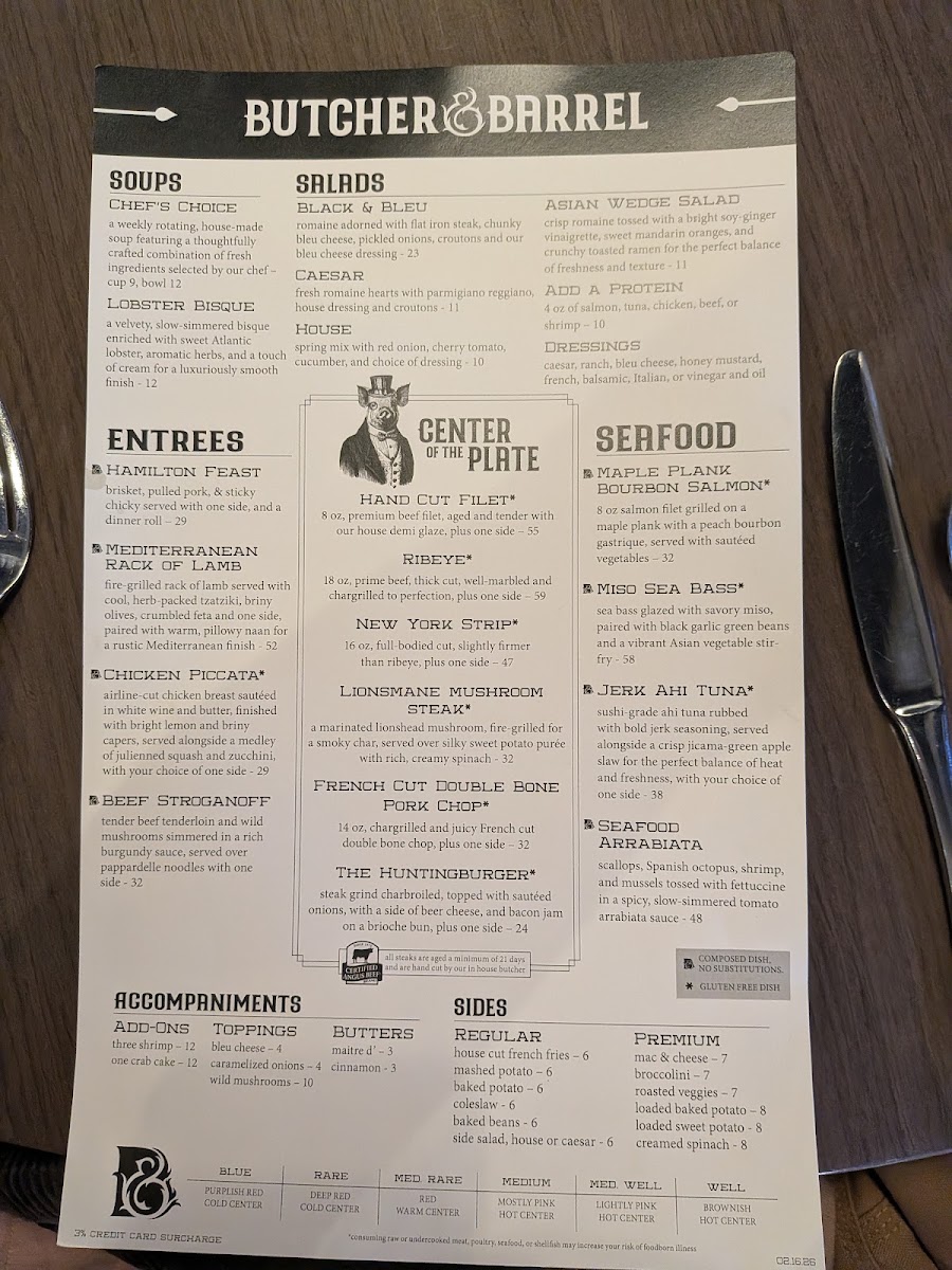 Butcher and Barrel menu board