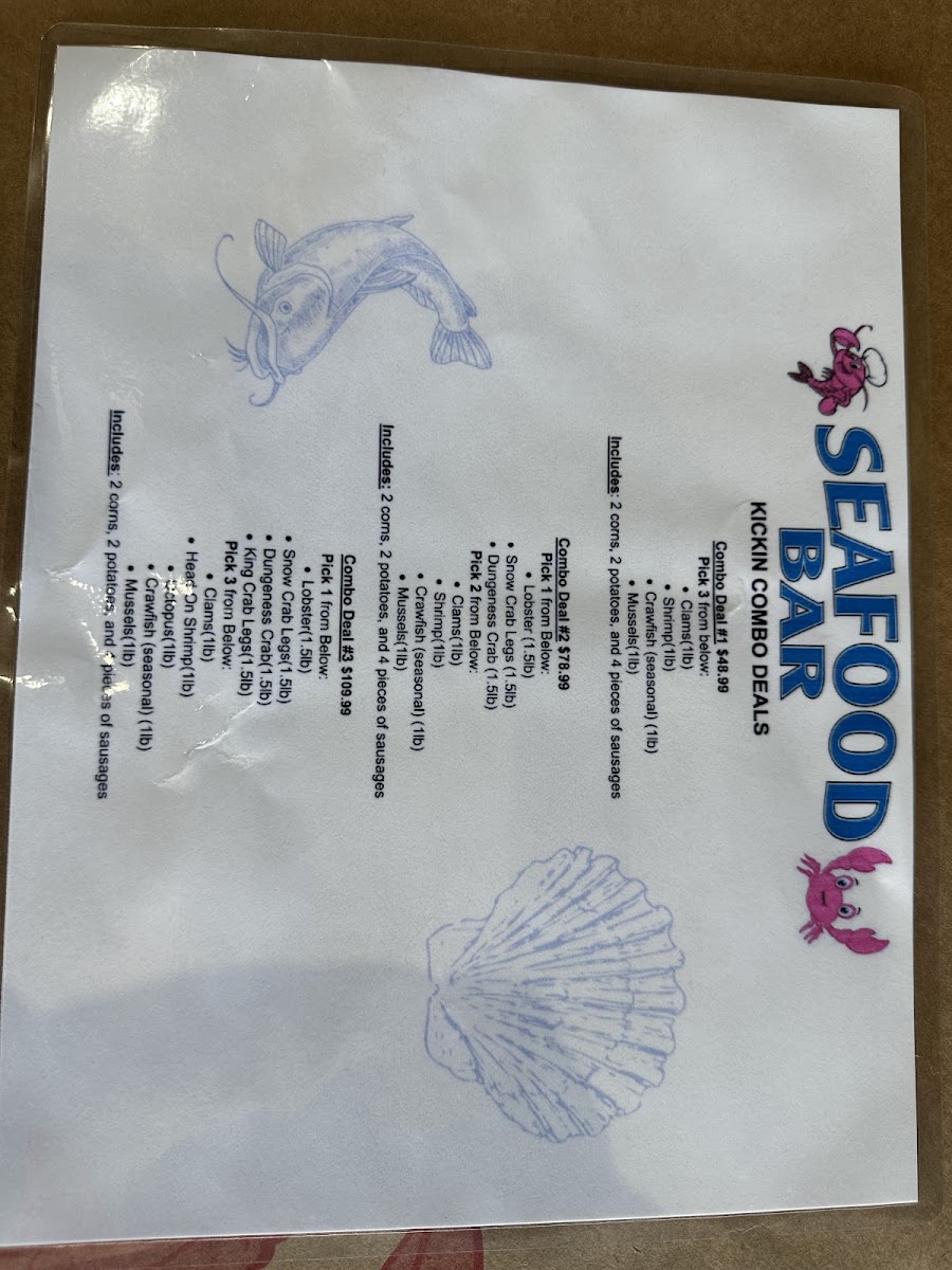 Kickin Corner Seafood & Daiquiri menu board
