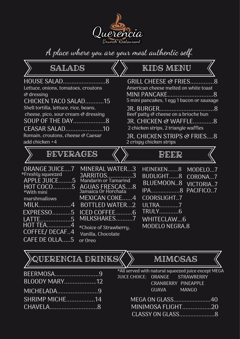 Querencia Brunch menu board