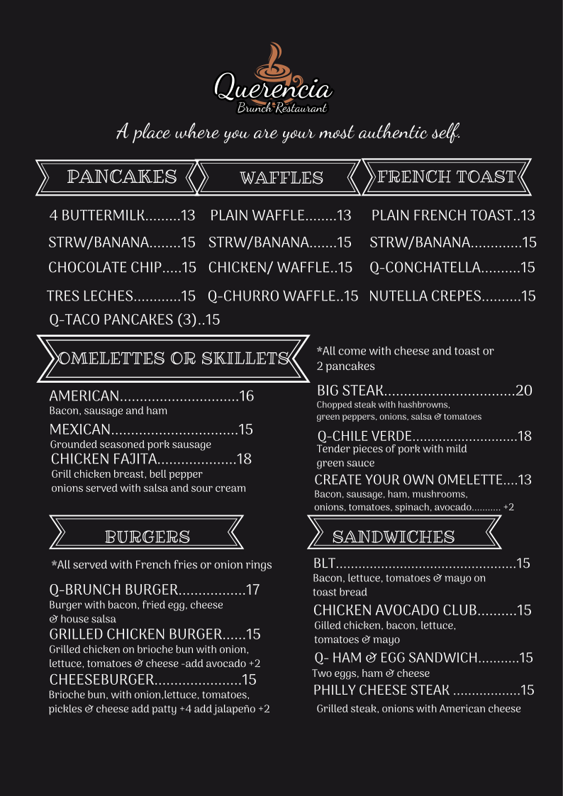 Querencia Brunch menu board