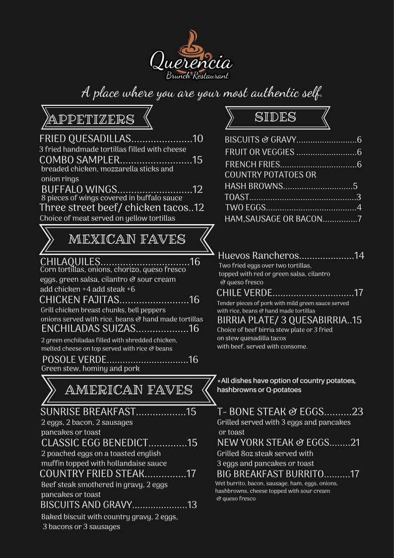 Querencia Brunch menu board