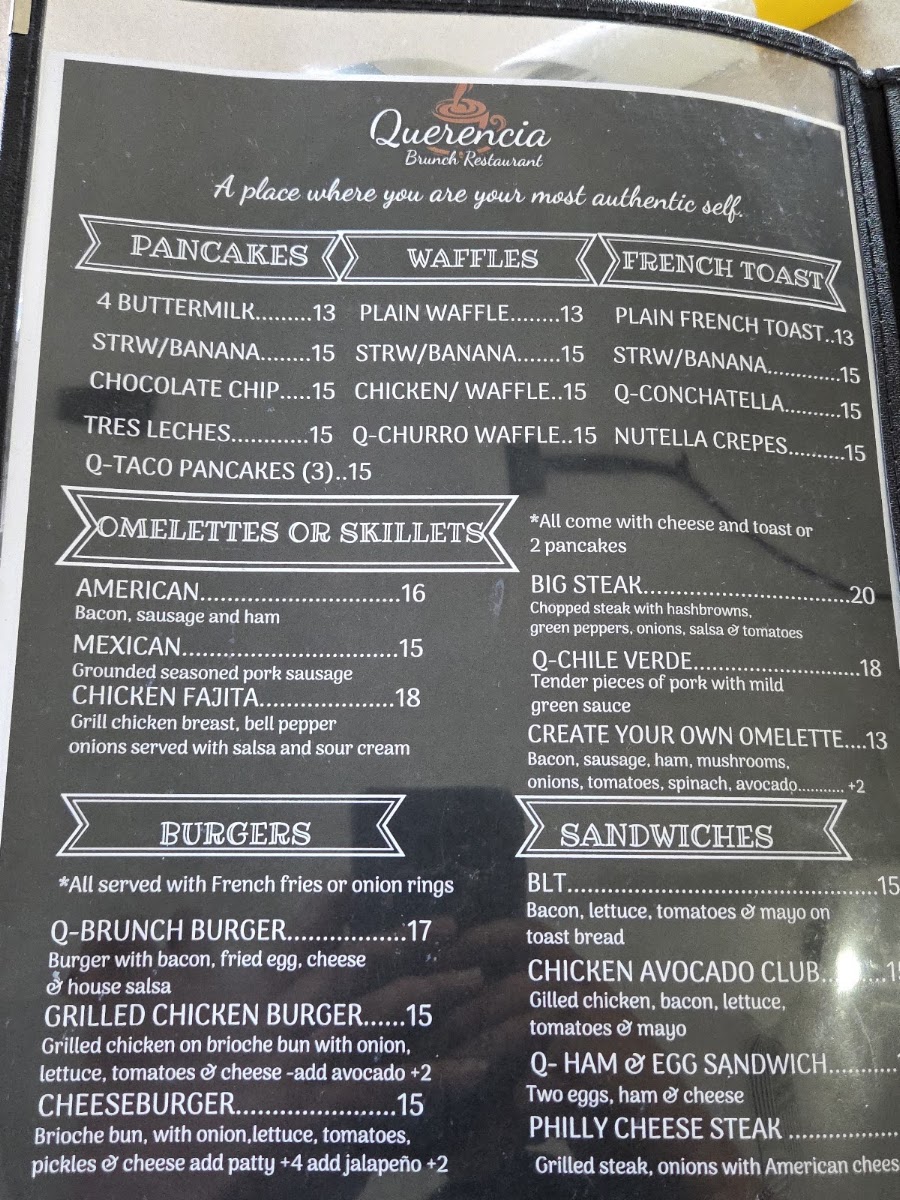 Querencia Brunch menu board