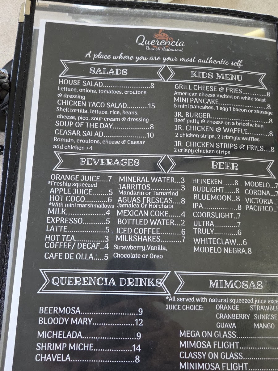 Querencia Brunch menu board