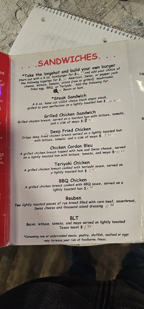 Lockwood's Longshot menu board