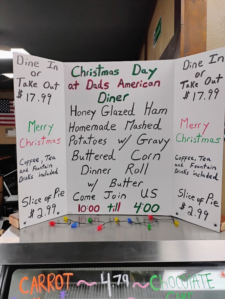 DAD'S American Diner menu board