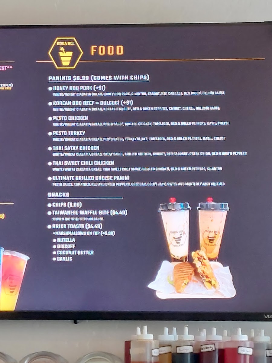 Boba Bee menu board
