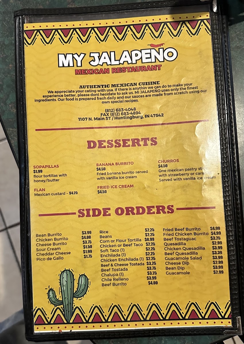 My Jalapeño menu board