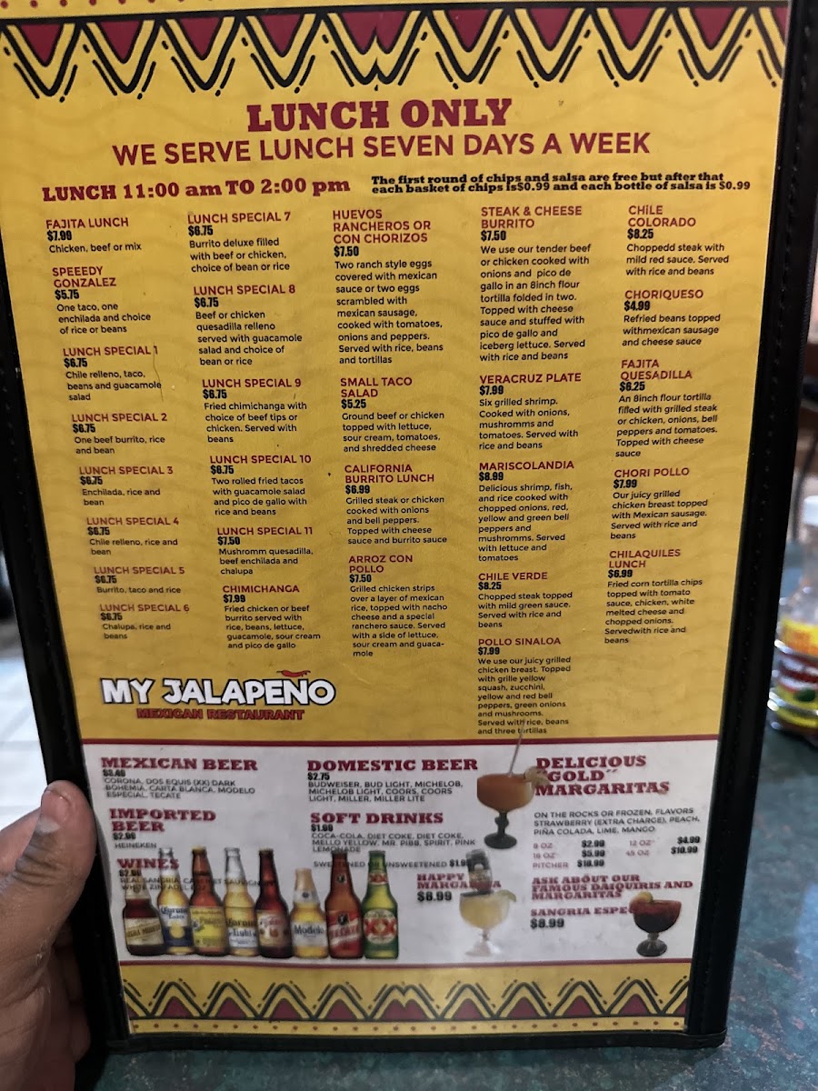 My Jalapeño menu board