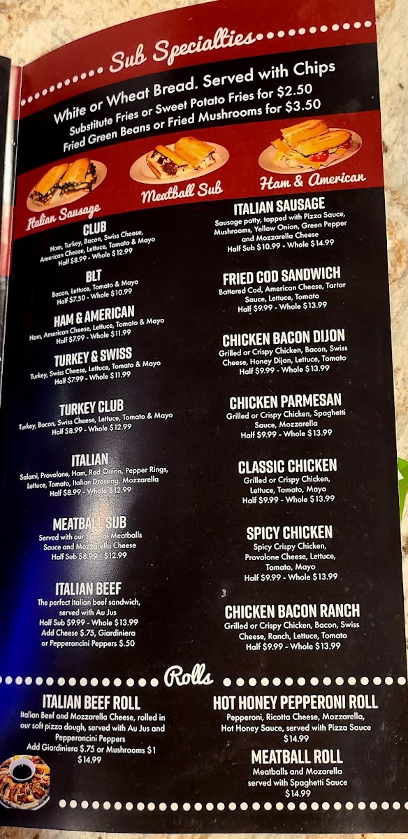 Joe’s Pizza and Pasta menu board