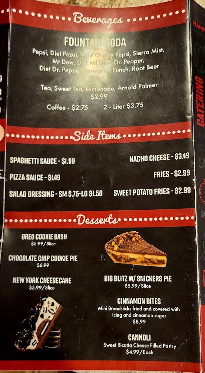 Joe’s Pizza and Pasta menu board