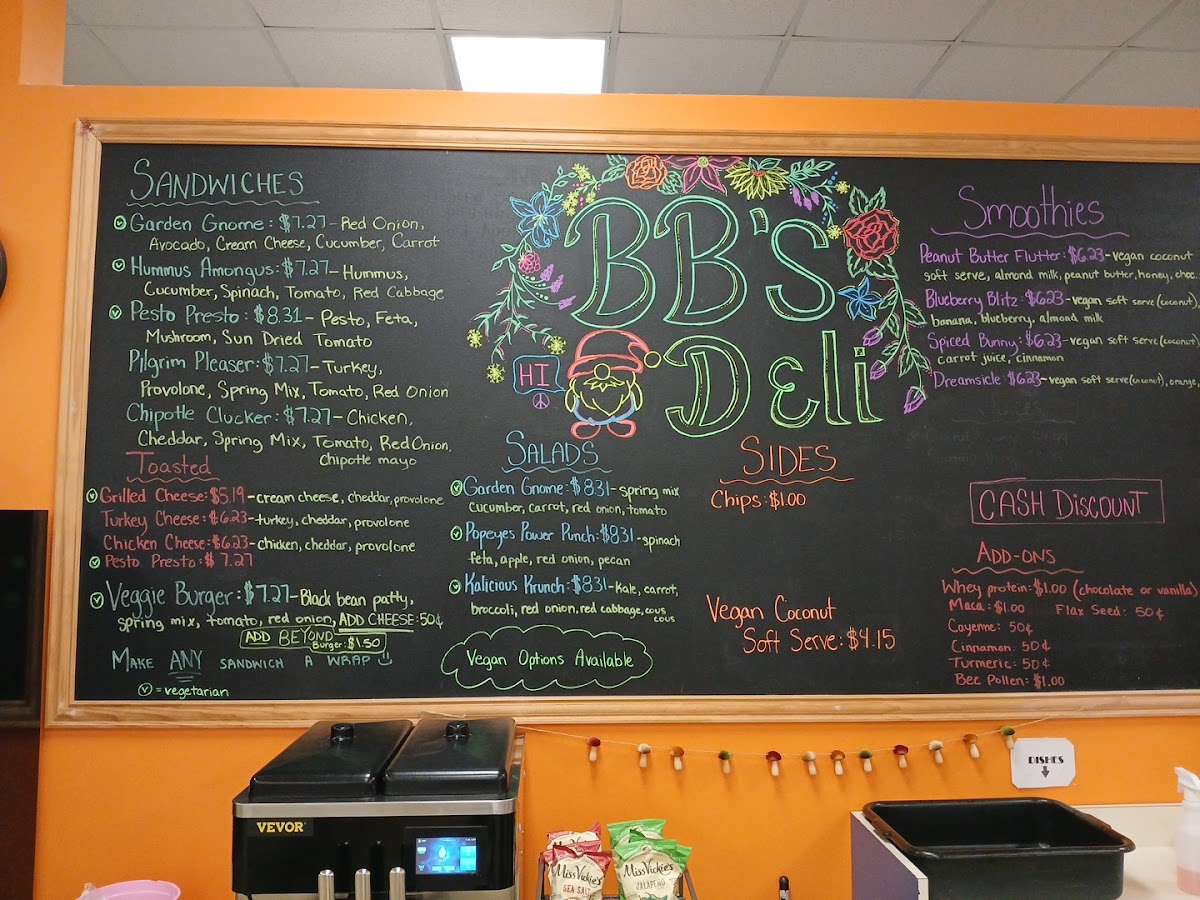 Bb's Deli menu board