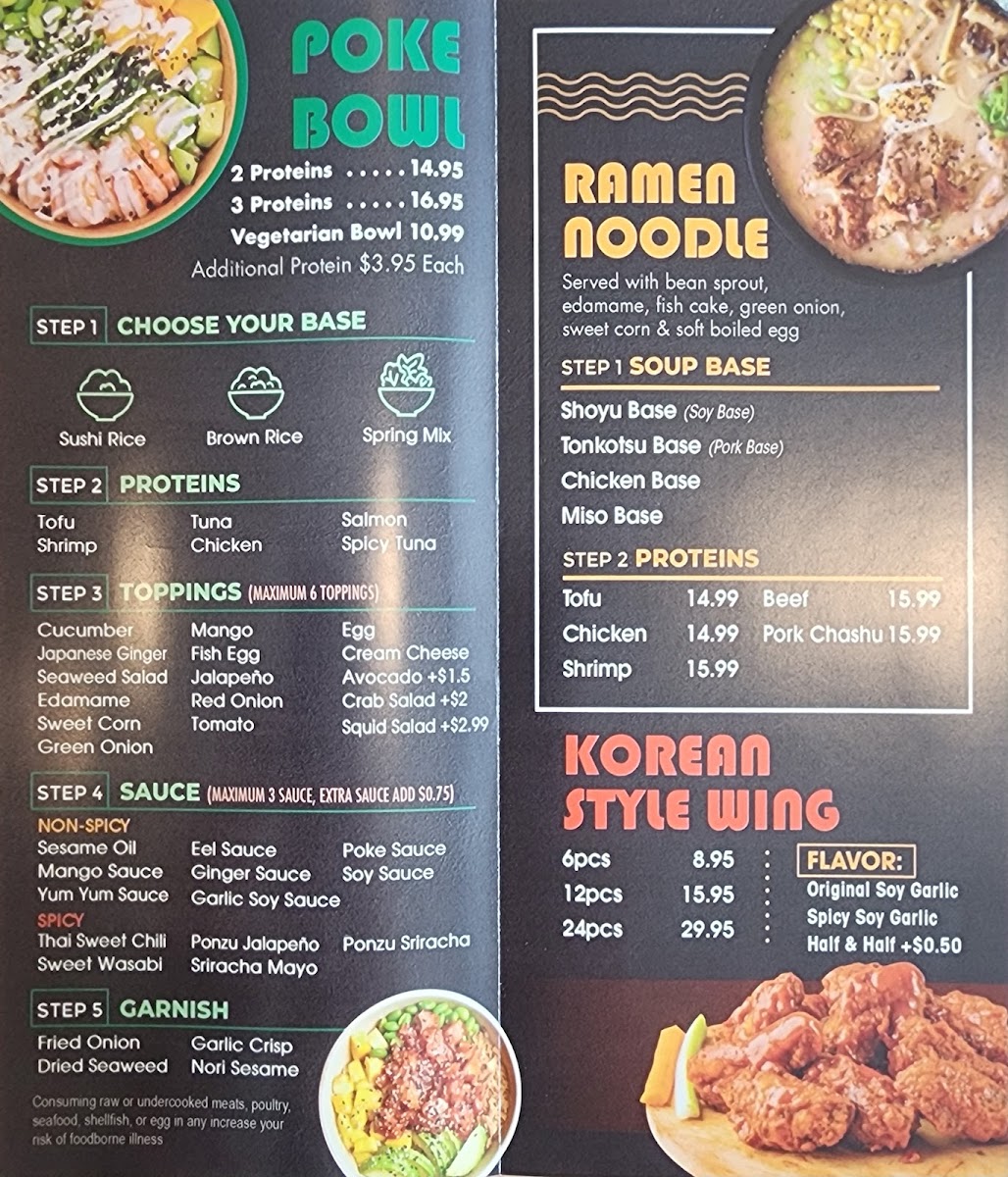 Poke 18 menu board