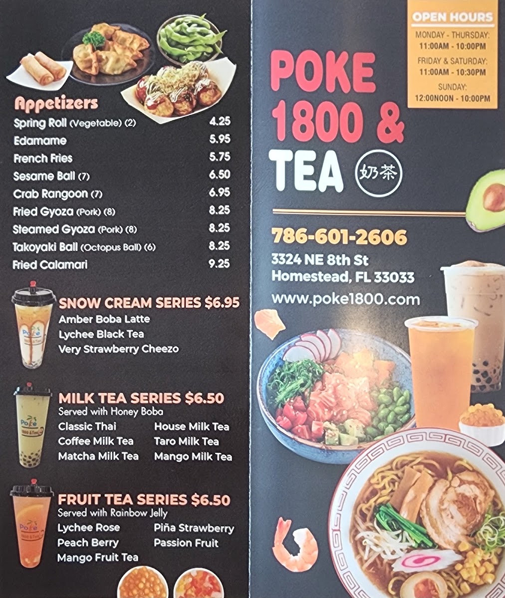 Poke 18 menu board