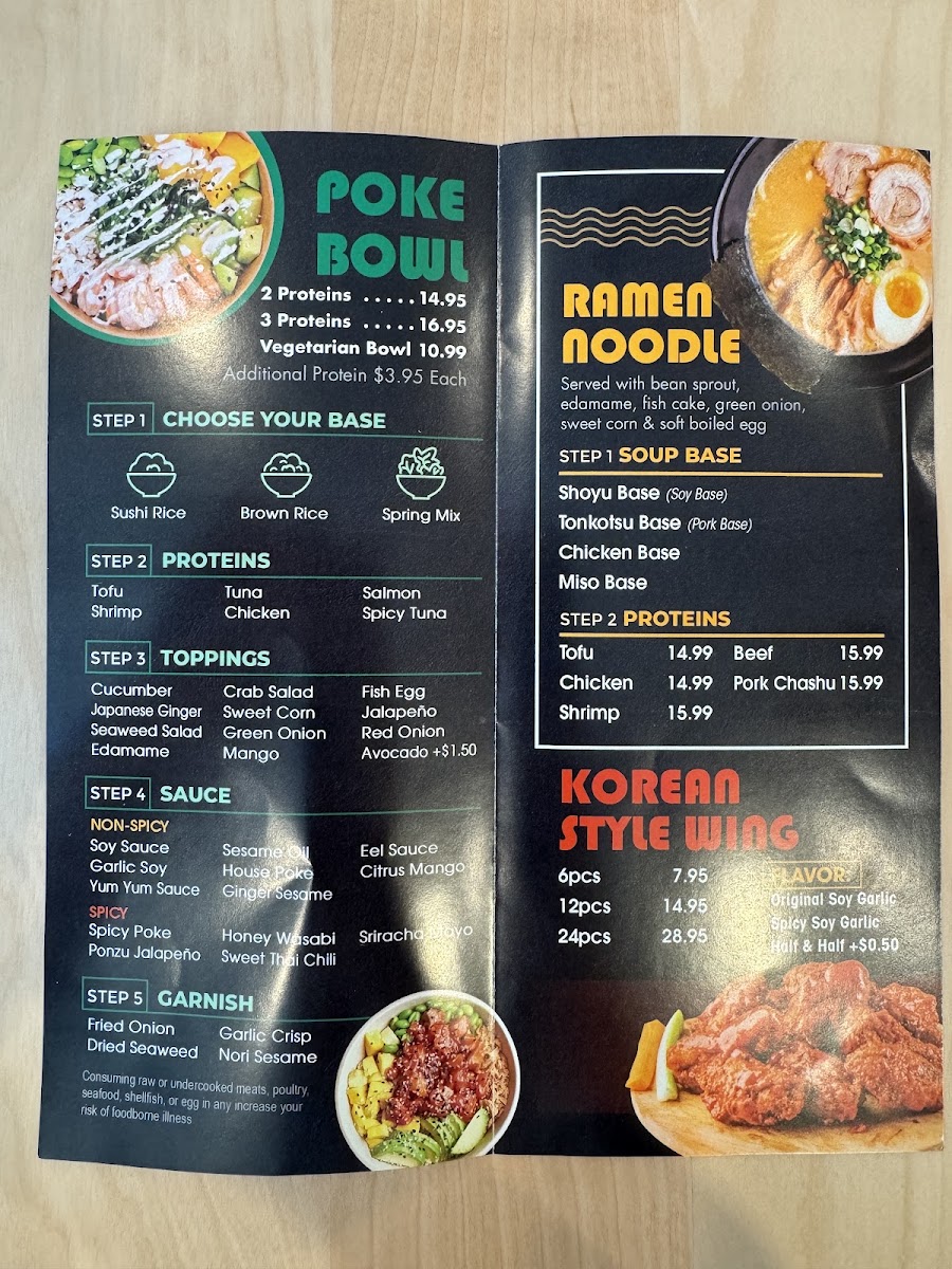 Poke 18 menu board