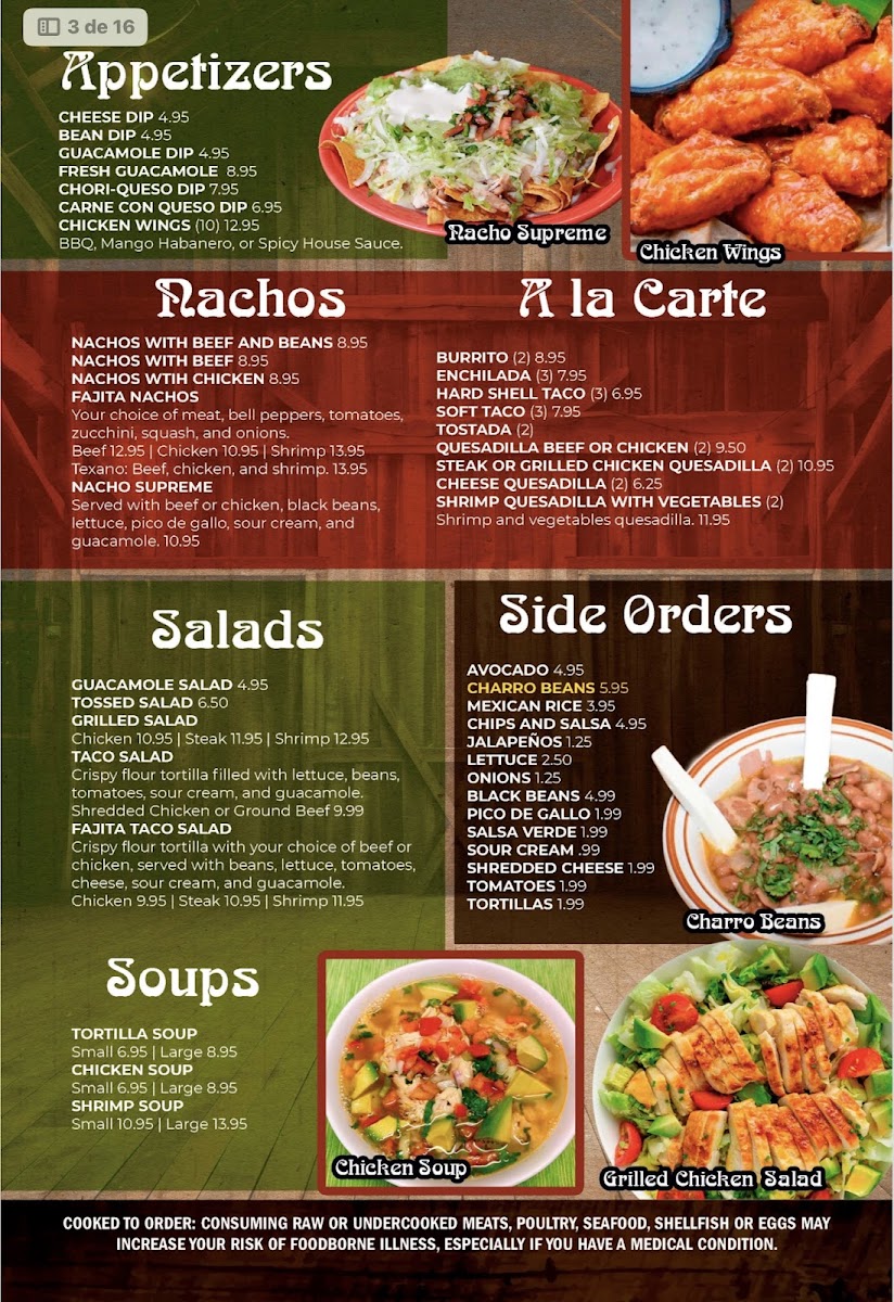 MI CASA Mexican Restaurant Maiden NC menu board