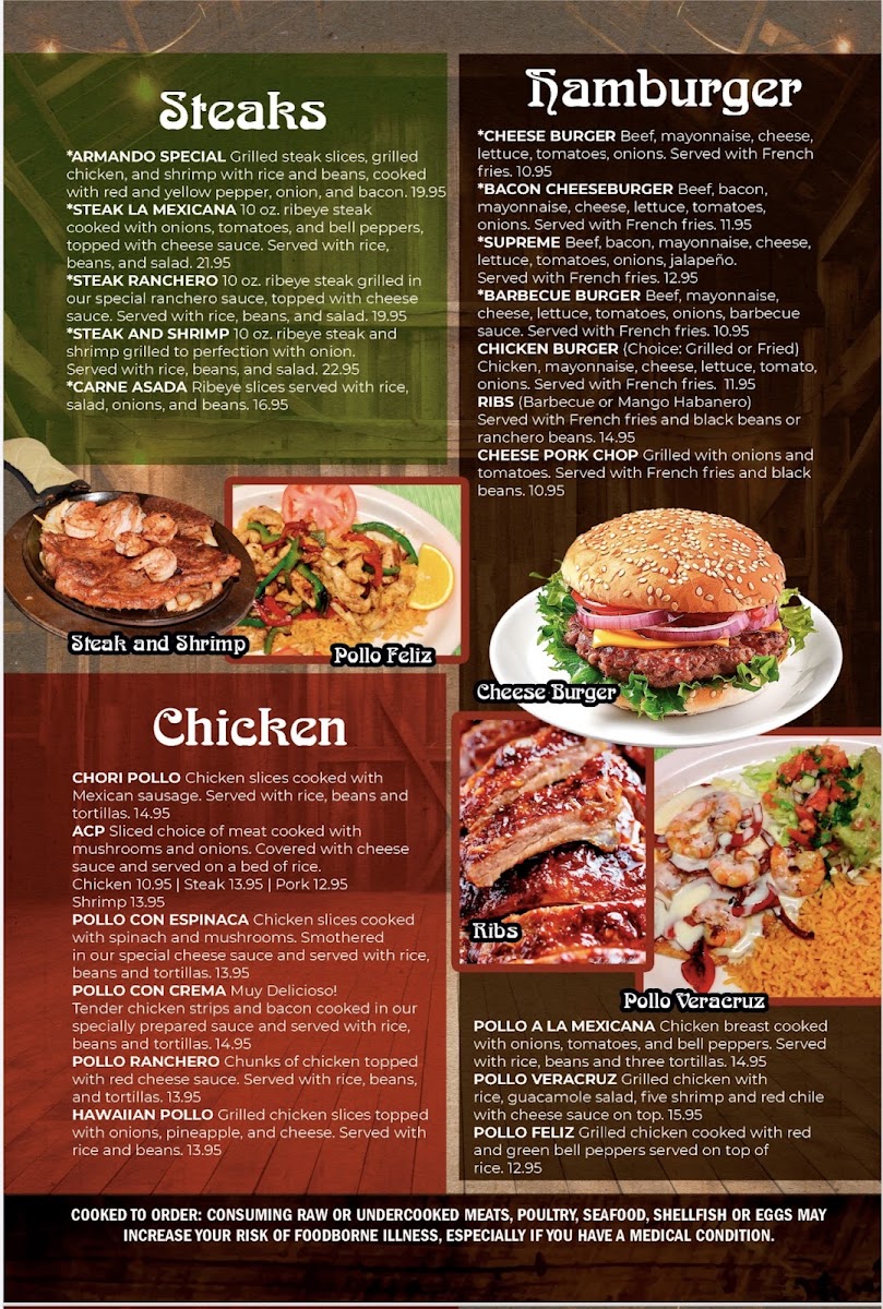 MI CASA Mexican Restaurant Maiden NC menu board