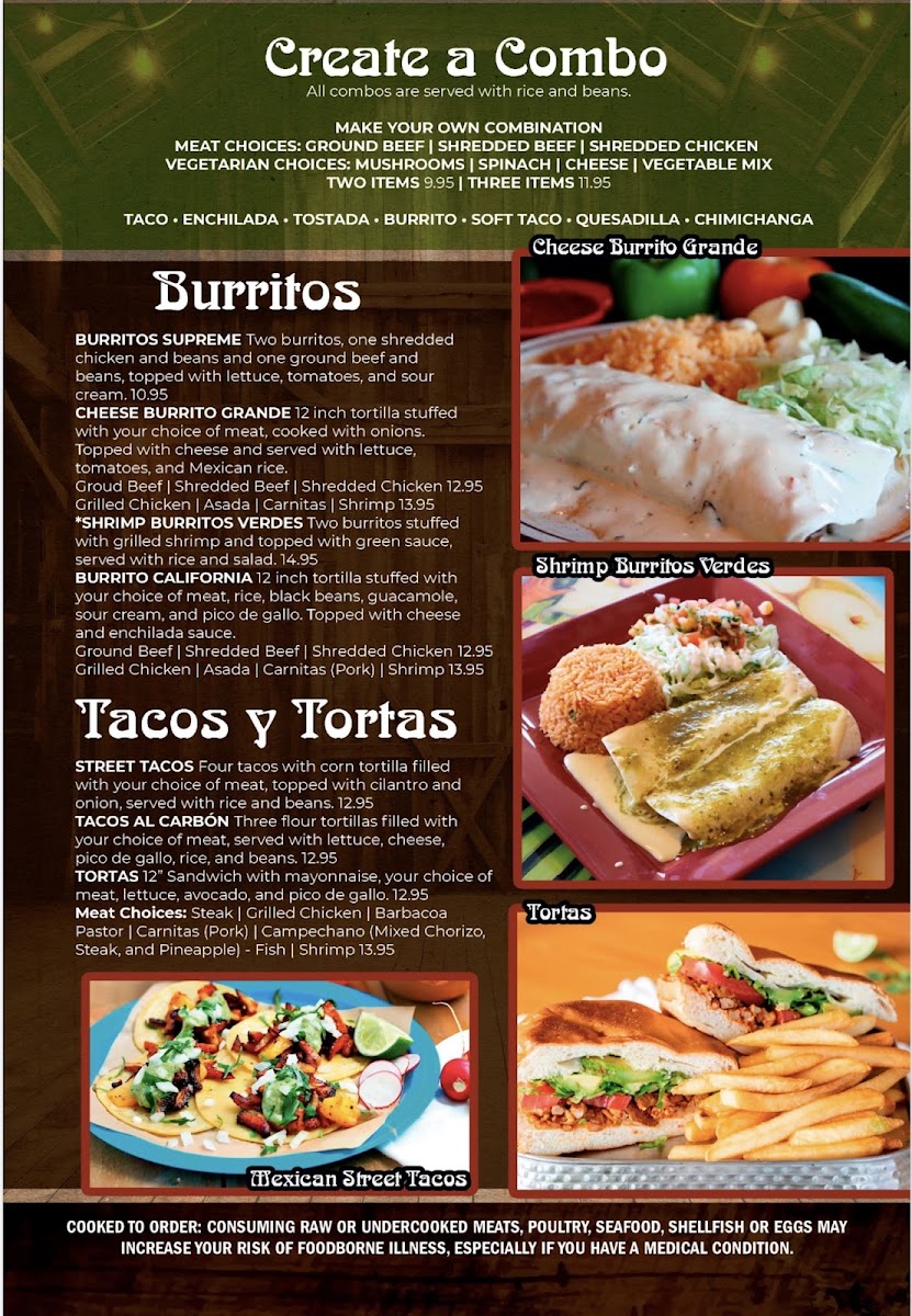 MI CASA Mexican Restaurant Maiden NC menu board
